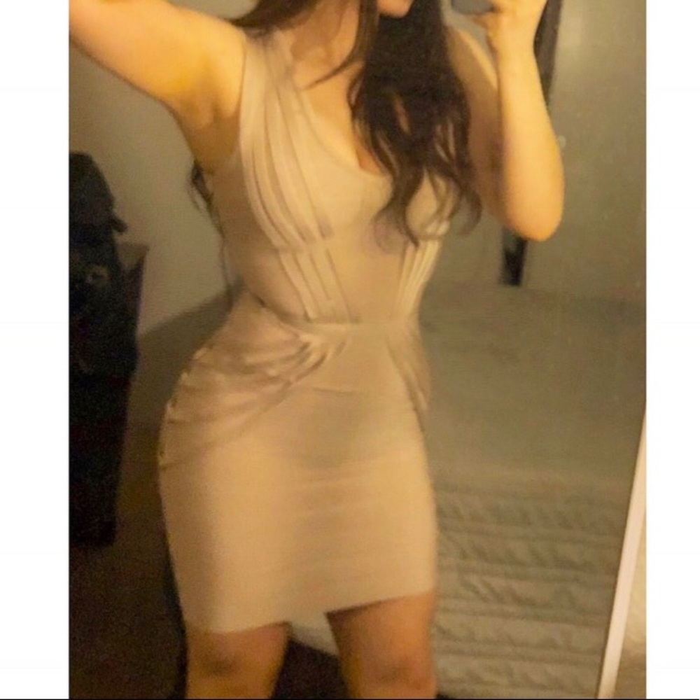 Bebe Gold Bandage dress